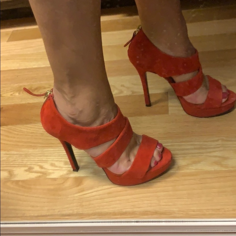 Steve Madden red suede heels